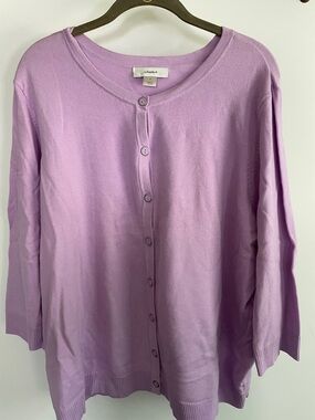 CJ Banks Lavender Button-Front Cardigan